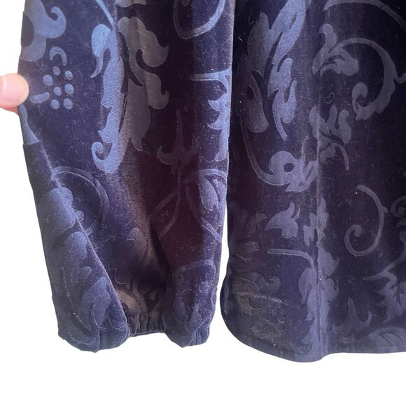 New Chico’s Midnight Blue Burnout Velvet Floral Top Blouse Women’s 2 Large 12 - Picture 3 of 5